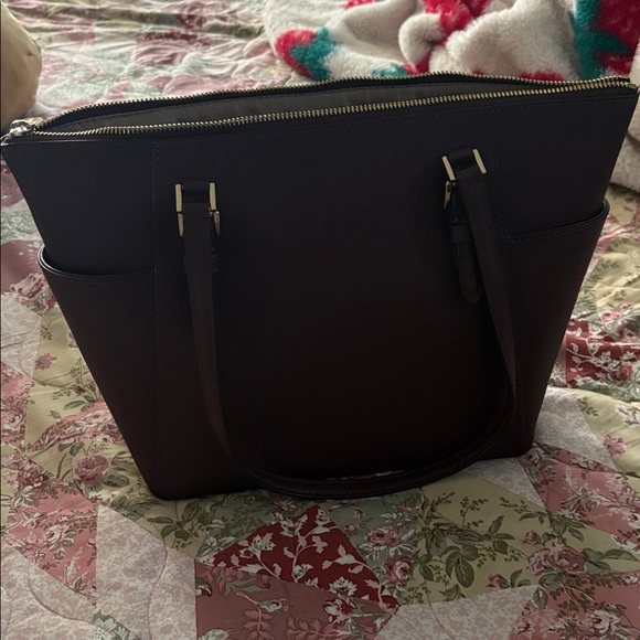 Michael Kors Burgundy Saffiano Leather Tote with Gold Hardware - Picture 8 of 9